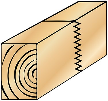 Technische Darstellung von keilgezinktem Konstruktionsvollholz